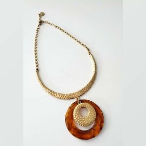 RJ Graziano Hammered Metal Statement Necklace